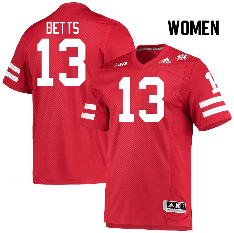 Women #13 Zavier Betts Nebraska Cornhuskers College Football Jerseys Stitched Sale-Red - Click Image to Close